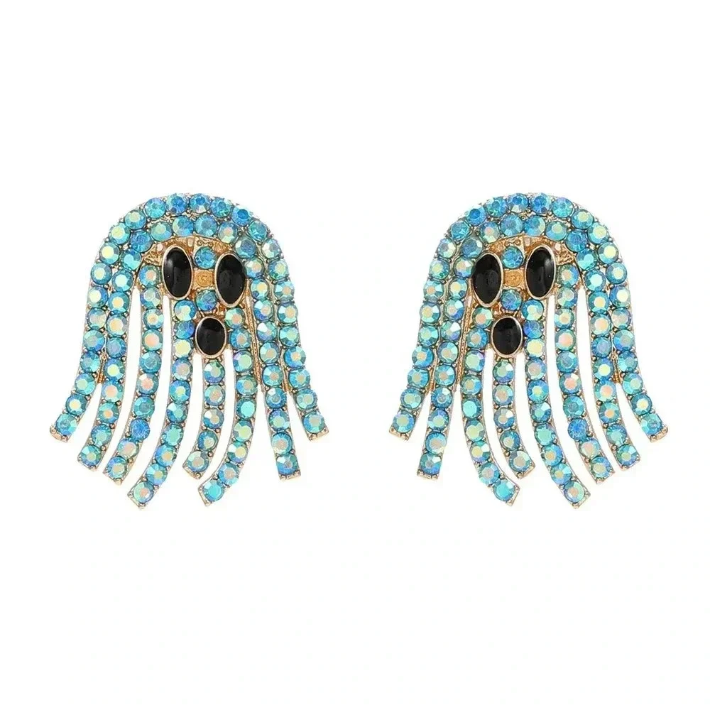 Halloween Ghost Earrings Rhinestone New Year Holiday Party Fashion Fall Winter